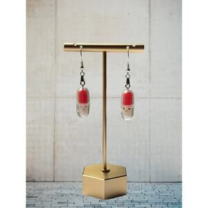 Take a Chill Pill Hook Style Earrings Nurse Doctor Nursing Home medicine Coral